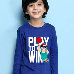 NUSYL Boys Blue & White Printed T-shirt-image-0