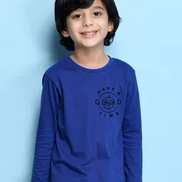NUSYL Boys Blue & Black Printed T-shirt-image-92