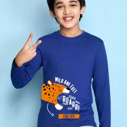 NUSYL Boys Cotton Blue & White Typography Printed T-shirt-image-51