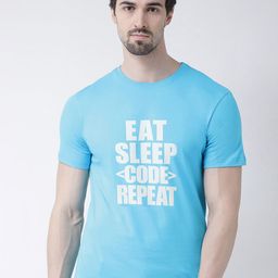 Friskers Men Turquoise Blue Typography Printed Applique T-shirt-image-66