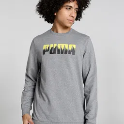 Puma Logo Printed Crew Neck Cotton Sweatshirt-picture-12
