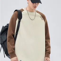 HERE&NOW Men Colourblocked Pure Cotton Sweatshirt-picture-27