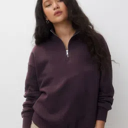 MISCHIEF MONKEY Mock Collar Fleece Sweatshirt-image-36