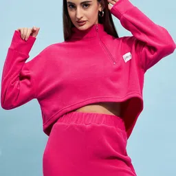 STREET 9 High Neck Crop Sweatshirt-image-99