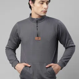 Rigo Men Grey Solid Sweatshirt-image-75