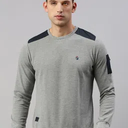 ZEDD Colourblocked Round Neck Cotton Pullover Sweatshirt-picture-32