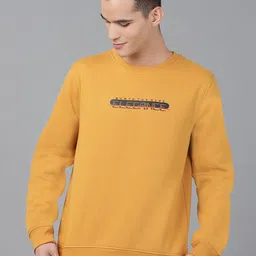 Richlook Men Mustard Yellow Printed Round Neck Sweatshirt-image-64