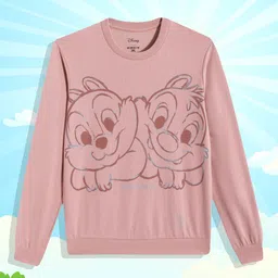 Kook N Keech Disney Teens Girls Dusty Pink Chip & Dale Printed Sweatshirt-image-26