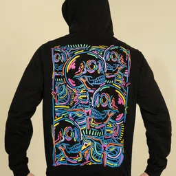 PUNK Graphic Printed Hooded Fleece Front-Open Sweatshirt-picture-20