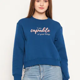 Madame Typography Printed Long Sleeves Pure Cotton Pullover-picture-10