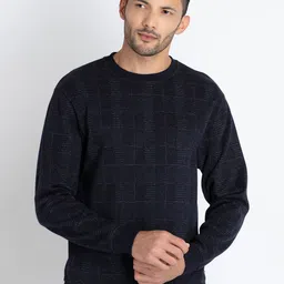 Status Quo Checked Round Neck Cotton Sweatshirt-image-8