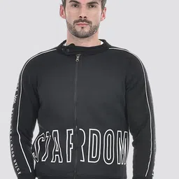 Lawman pg3 Typography Printed Mock Collar Long Sleeves Cotton Front Open Sweatshirt-picture-31