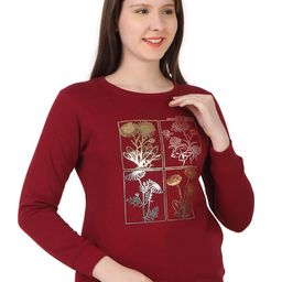 FLOSBERRY Floral Printed Round Neck Cotton Pullover Sweatshirt-image-39