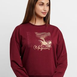 Status Quo Women Maroon Printed Sweatshirt-image-11