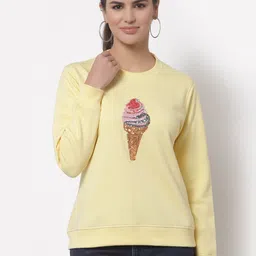 Club York Women Yellow Sequin Embellished Sweatshirt-image-90