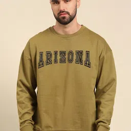 recast Typography Printed Oversized Drop shoulder Pure Cotton Pullover Sweatshirt-image-99
