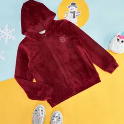 Pantaloons Junior Girls Hooded Front-Open Wool Sweatshirt-image-4