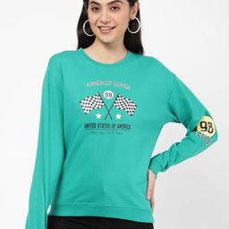 R&B Women Green Printed Cotton Sweatshirt-picture-34