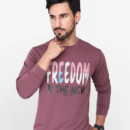 Steele Typography Printed Round Neck Pullover Cotton Sweatshirt-image-36