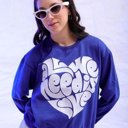Freehand by The Indian Garage Co Women Blue Printed Sweatshirt-image-76