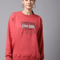 VIMAL JONNEY Women Pink Printed Cotton Sweatshirt-44
