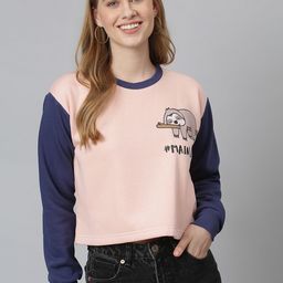 Campus Sutra Women Pink Colourblocked Sweatshirt-image-29