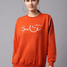 mack jonney VIMAL JONNEY Women Rust Typography Printed Cotton Sweatshirt-picture-2