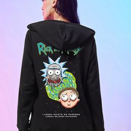 Bewakoof Rick & Morty Printed Hooded Neck Long Sleeves Cotton Front Open Sweatshirt-image-71