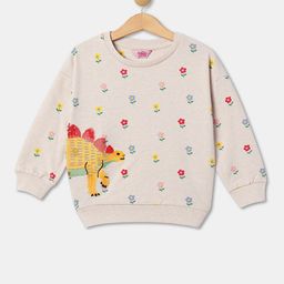 R&B Girls Floral Printed Embroidered Cotton Sweatshirt-image-100
