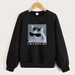StyleCast Girls Black Graphic Printed Pullover-image-125