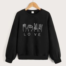 StyleCast Girls Black Graphic Printed Pullover-image-92