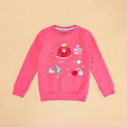 Pantaloons Junior Girls Conversational Printed Cotton Sweatshirt-image-13