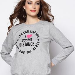 Sera Women Grey Melange Printed Sweatshirt-image-5