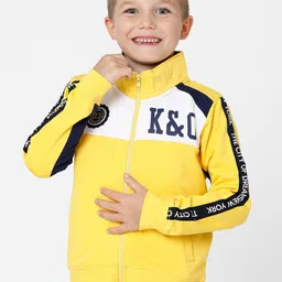 KATE & OSCAR Boys Printed Mock Collar Front Open Cotton Sweatshirt-image-56