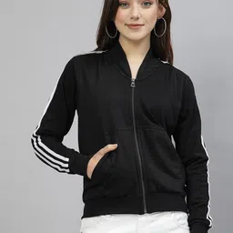 UZARUS Mandarin Collar Cotton Fleece Front-Open Sweatshirt-image-8