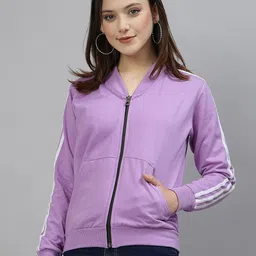 UZARUS Mandarin Collar Cotton Fleece Front-Open Sweatshirt-image-13