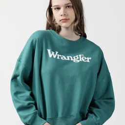 Wrangler Women Green Logo Printed Sweatshirt-image-87