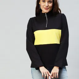 Rigo Women Black Colourblocked Sweatshirt-picture-40