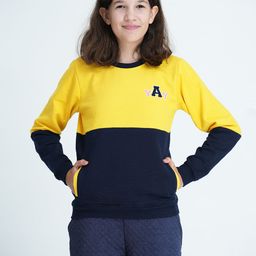 mackly Girls Yellow & Black Colourblocked Sweatshirt-image-12