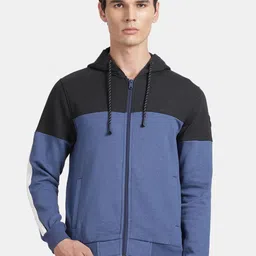 t-base Colourblocked Hooded Front-Open Sweatshirt-picture-1
