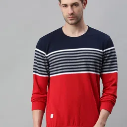SHOWOFF Men Red Colourblocked Sweatshirt-picture-6