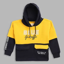 Blue Giraffe Boys Yellow & Navy Blue Colourblocked Hooded Sweatshirt-image-50