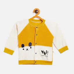 Camey Kids Mustard Yellow & White Colourblocked Cotton Sweatshirt-image-80