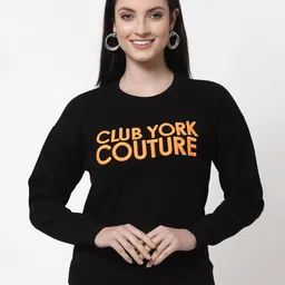 Club York Women Black Printed Sweatshirt-image-88