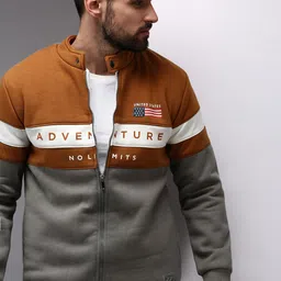 SHOWOFF Men Grey & Brown Typography Printed Cotton Sweatshirt-picture-18