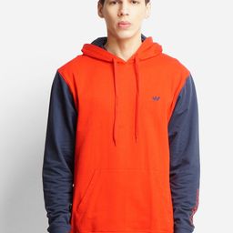 Wildcraft Men Orange Colourblocked Hooded Cotton Sweatshirt-image-93
