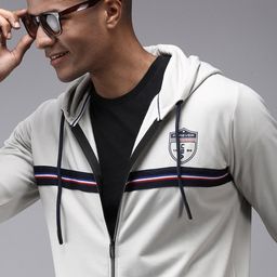 SHOWOFF Men Grey Hooded Cotton Sweatshirt-image-61