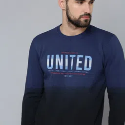 SHOWOFF Men Navy Blue & Black Colourblocked Cotton Sweatshirt-image-56