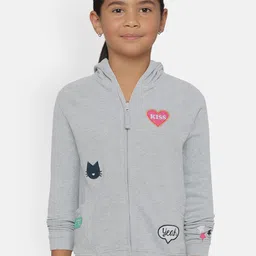 METRO KIDS COMPANY Girls Grey Solid Organic Cotton Hooded Sweatshirt-image-35