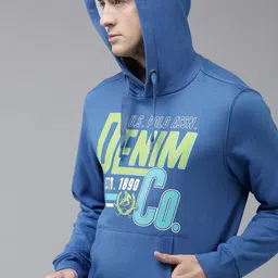 U S Polo Assn Denim Co Men Blue Typographical Printed Hooded Sweatshirt-image-39